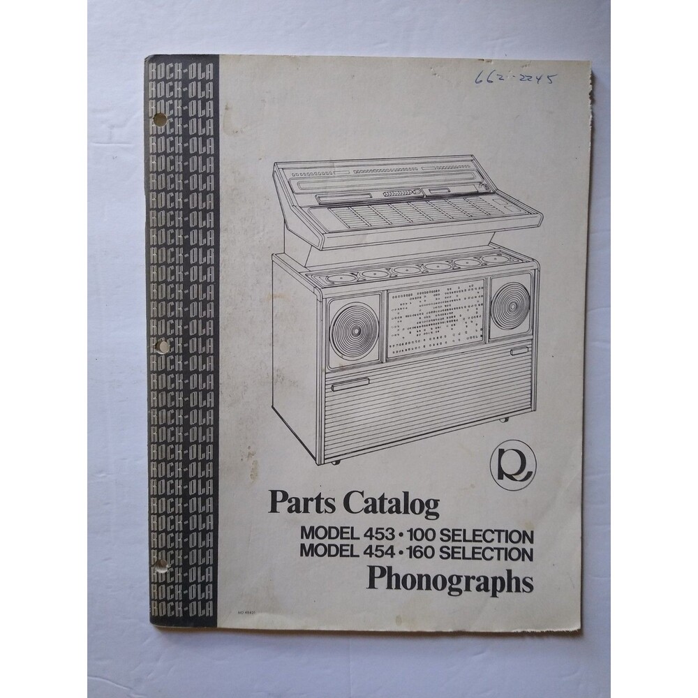 Rock Ola Model 453 454 Jukebox Parts Catalog Original 1974 Phonograph Music Box